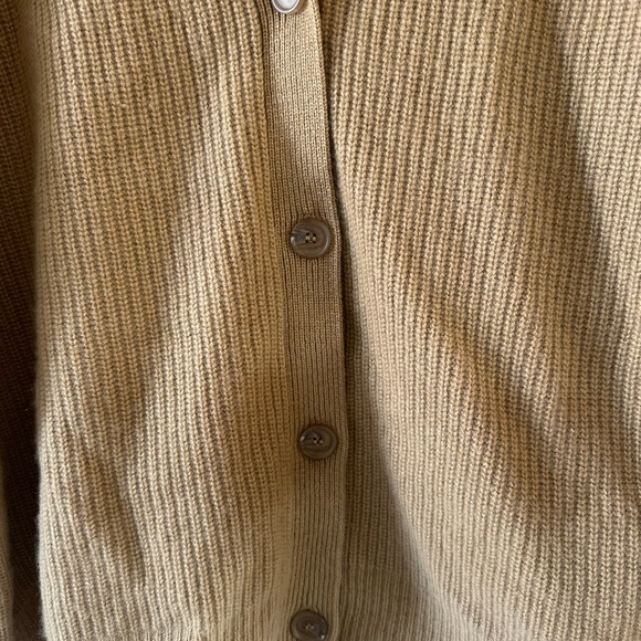 Jenni Kayne Cashmere V Neck Tan Cardigan Sweater relaxed fit over size sweater - Picture 6 of 10